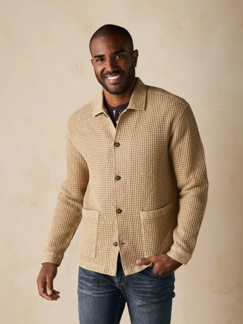 The Normal Brand Mountain Waffle Chore Coat Button Front Jacket Size Large